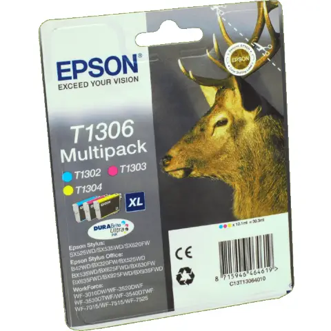 Zestaw tuszy Epson  T1306 do  Stylus BX-525WD/535WD, SX620FW | 30,3ml | CMY